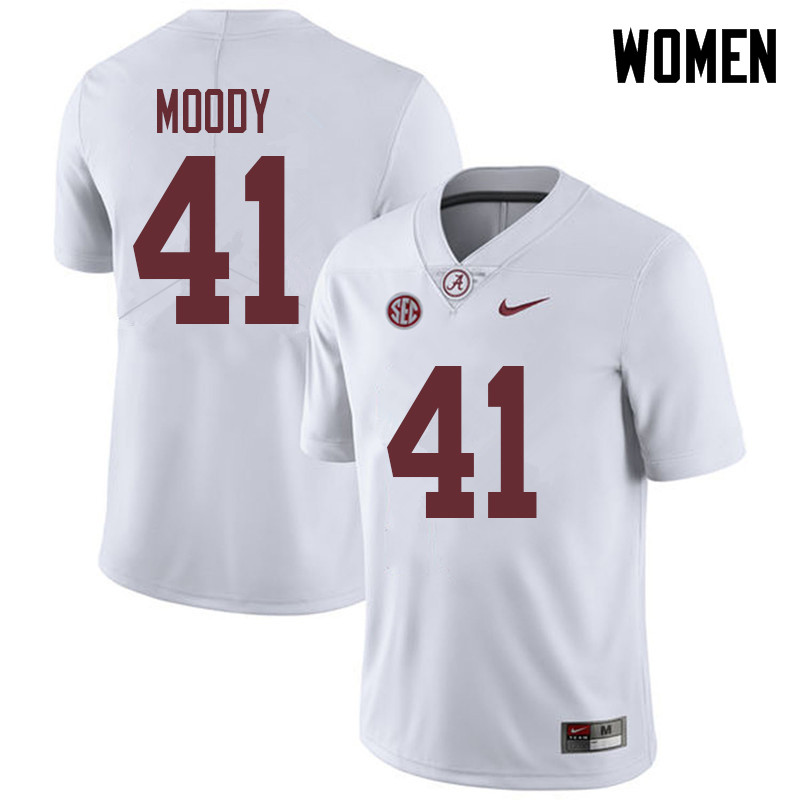 Women #41 Jaylen Moody Alabama Crimson Tide College Football Jerseys Sale-White